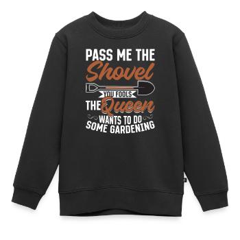 Spade ici, imbécile, la reine veut jardiner - Sweat Premium enfant bio - noir - Devant - AI Model Kid Female (0cm)