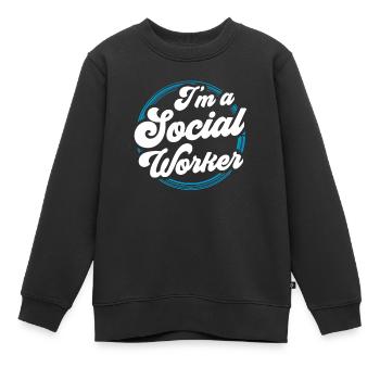 Je suis travailleur social Formation Travailleur social - Sweat Premium enfant bio - noir - Devant - AI Model Kid Female (0cm)