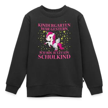 Schoolchild School Enrollment Back to School Girl Idea - Kids Premium Organic Sweatshirt - black - Front - AI Model Kid Female (0cm)