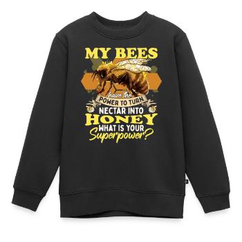 Mes abeilles transforment le nectar en miel - Sweat Premium enfant bio - noir - Devant - AI Model Kid Female (0cm)