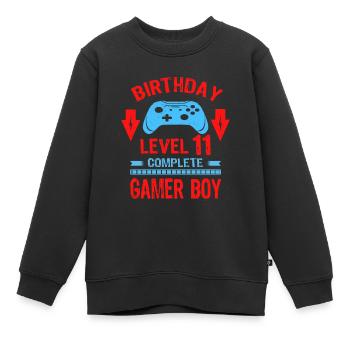 Eleven 11yr BDay Son Boy Funny Gamer 11th 11 - Kinder Premium Organic Sweatshirt - Schwarz - Vorne - AI Model Kid Female (0cm)