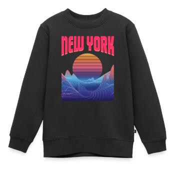 New York - Sweat Premium enfant bio - noir - Devant - AI Model Kid Female (0cm)