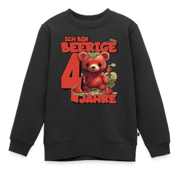 4. Geburtstag Jahre Kindergeburtstag - Erdbeer Bär - Kinder Premium Organic Sweatshirt - Schwarz - Vorne - AI Model Kid Female (0cm)