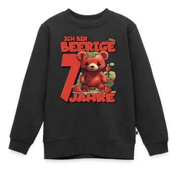 7. Geburtstag Jahre Kindergeburtstag - Erdbeer Bär - Kinder Premium Organic Sweatshirt - Schwarz - Vorne - AI Model Kid Female (0cm)