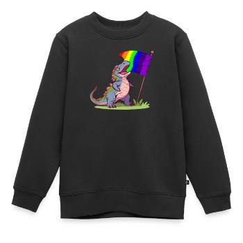 Drôle de dinosaure LGBT Community Pride Lesbienne Gay - Sweat Premium enfant bio - noir - Devant - AI Model Kid Female (0cm)