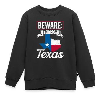 Achtung: Ich Komme Aus Texas Texanisch Texaner - Kinder Premium Organic Sweatshirt - Schwarz - Vorne - AI Model Kid Female (0cm)