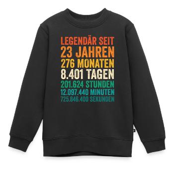 23 Jahre Dreiundzwanzigster Geburtstag - Kinder Premium Organic Sweatshirt - Schwarz - Vorne - AI Model Kid Female (0cm)