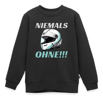 Niemals Ohne Motorradhelm Helm Sicherheit - Kinder Premium Organic Sweatshirt - Schwarz - Vorne - AI Model Kid Female (0cm)