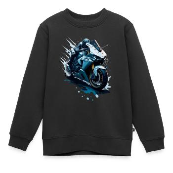 Sportmotorrad-Illustration - Kinder Premium Organic Sweatshirt - Schwarz - Vorne - AI Model Kid Female (0cm)