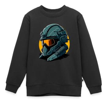 Coque d’avion militaire - Sweat Premium enfant bio - noir - Devant - AI Model Kid Female (0cm)