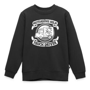 Camion de lait de vache Chauffeur de lait - Sweat Premium enfant bio - noir - Devant - AI Model Kid Female (0cm)