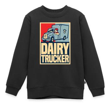 Camion de lait de vache Chauffeur de lait - Sweat Premium enfant bio - noir - Devant - AI Model Kid Female (0cm)