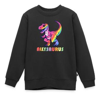 Allysaurus Dino LGBT Transgender Dinosaur Lover - Sweat Premium enfant bio - noir - Devant - AI Model Kid Female (0cm)