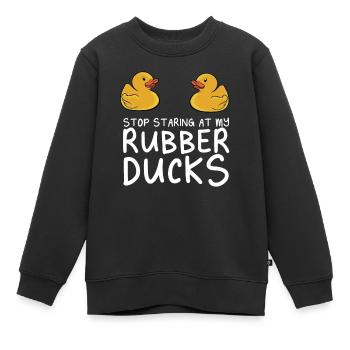 Yellow Duckie Duckling Funny Stop Staring At My Ru - Kinder Premium Organic Sweatshirt - Schwarz - Vorne - AI Model Kid Female (0cm)