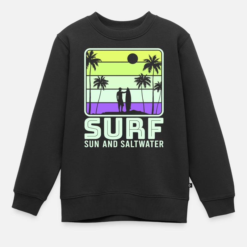 Surf, kitesurf, wakeboard, beach surfers - Sweat Premium enfant bio - noir