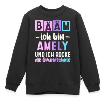 Name Amely Geschenk Grundschule - Kinder Premium Organic Sweatshirt - Schwarz - Vorne - AI Model Kid Female (0cm)