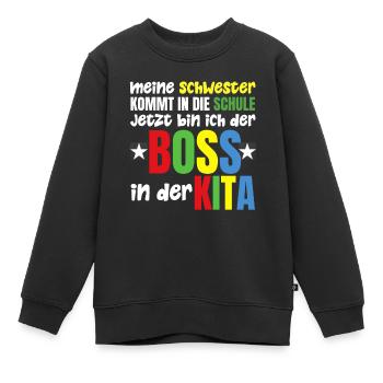 Meine Schwester kommt in die Schule jetzt bin ich - Kinder Premium Organic Sweatshirt - Schwarz - Vorne - AI Model Kid Female (0cm)