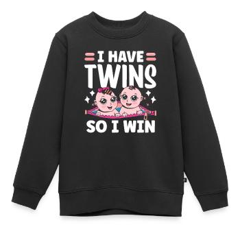 J’ai des jumeaux, donc je gagne des jumeaux - Sweat Premium enfant bio - noir - Devant - AI Model Kid Female (0cm)