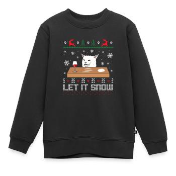Let It Snow Cat Meme - Sweat Premium enfant bio - noir - Devant - AI Model Kid Female (0cm)