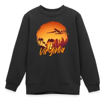 Virginia - Kinder Premium Organic Sweatshirt - Schwarz - Vorne - AI Model Kid Female (0cm)