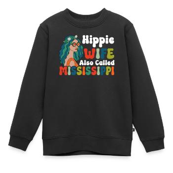 Frieden Groovy - Kinder Premium Organic Sweatshirt - Schwarz - Vorne - AI Model Kid Female (0cm)