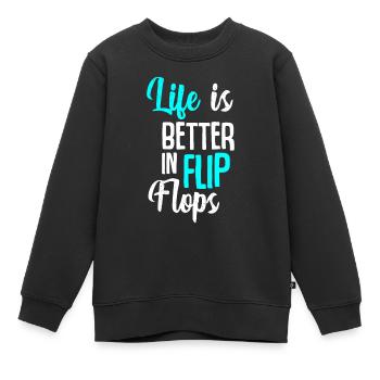La vie est meilleure à Flip Flops Vacances d’été Vacati - Sweat Premium enfant bio - noir - Devant - AI Model Kid Female (0cm)