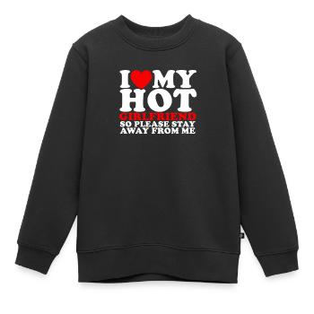 J'AIME MA PETITE AMIE CHAUDE ALORS RESTEZ LOIN DE MOI - - Sweat Premium enfant bio - noir - Devant - AI Model Kid Female (0cm)