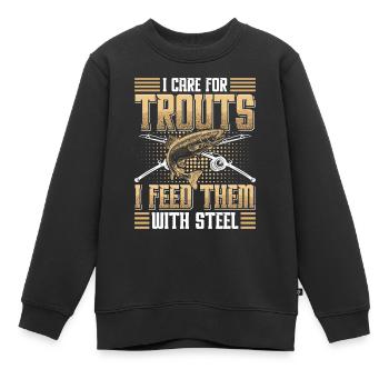 Funny Fishing Men Women - Kinder Premium Organic Sweatshirt - Schwarz - Vorne - AI Model Kid Female (0cm)