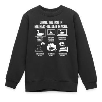 Schwan - Kinder Premium Organic Sweatshirt - Schwarz - Vorne - AI Model Kid Female (0cm)