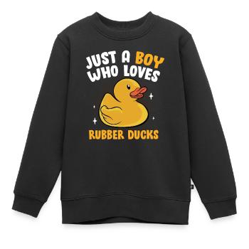 Duckling Funny Duckie Men Just A Boy Who Loves Rub - Kinder Premium Organic Sweatshirt - Schwarz - Vorne - AI Model Kid Female (0cm)
