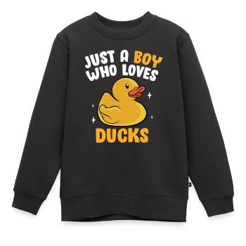 Just A Boy Who Loves Rubber Ducks Duckling Funny D - Kinder Premium Organic Sweatshirt - Schwarz - Vorne - AI Model Kid Female (0cm)