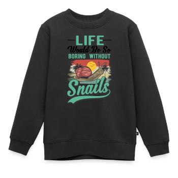 Schnecke Geschenk Weinbergschnecke - Kinder Premium Organic Sweatshirt - Schwarz - Vorne - AI Model Kid Female (0cm)