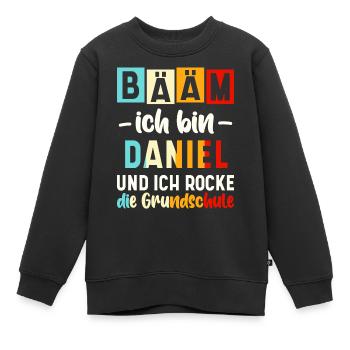 Name Daniel Spruch - Kinder Premium Organic Sweatshirt - Schwarz - Vorne - AI Model Kid Female (0cm)