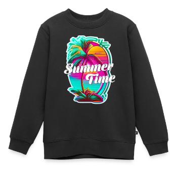summer time - plage et été - Sweat Premium enfant bio - noir - Devant - AI Model Kid Female (0cm)