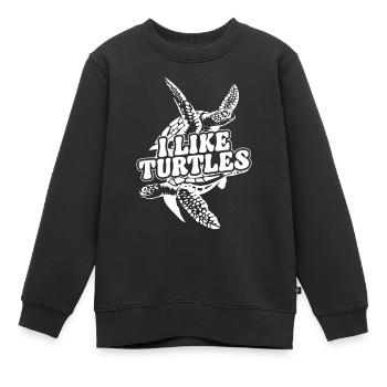 Sea Turtle Tortoise I Like Turtles - Kinder Premium Organic Sweatshirt - Schwarz - Vorne - AI Model Kid Female (0cm)