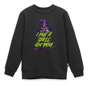 Sorcière d’Halloween Je t’ai jeté un sort - Sweat Premium enfant bio - noir - Devant - AI Model Kid Female (0cm)