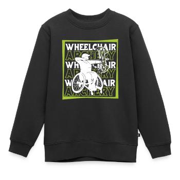 Tir à l’arc Tir à l’arc Archer Fauteuil roulant - Sweat Premium enfant bio - noir - Devant - AI Model Kid Female (0cm)