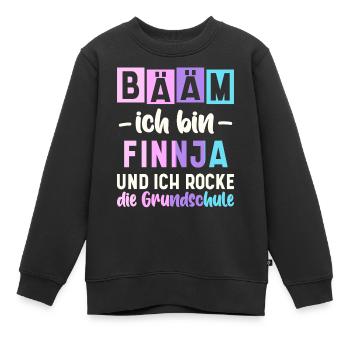 Name Finnja Geschenk Grundschule - Kinder Premium Organic Sweatshirt - Schwarz - Vorne - AI Model Kid Female (0cm)
