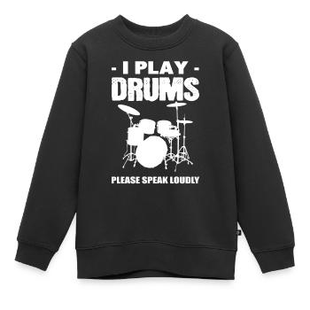 Je joue de la batterie - Sweat Premium enfant bio - noir - Devant - AI Model Kid Female (0cm)