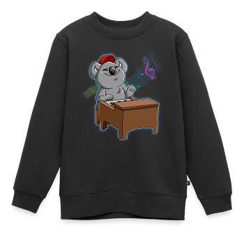 Pianiste Koala - Sweat Premium enfant bio - noir - Devant - AI Model Kid Female (0cm)