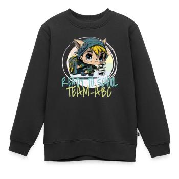 Petite elfe débutante avec cartable Team ABC - Sweat Premium enfant bio - noir - Devant - AI Model Kid Female (0cm)