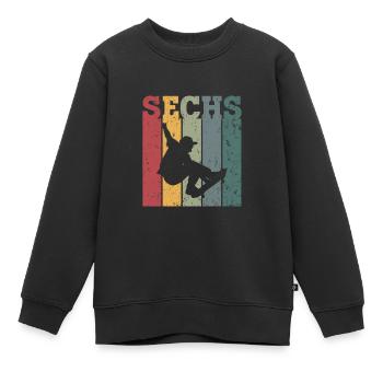 Sechs - Kinder Premium Organic Sweatshirt - Schwarz - Vorne - AI Model Kid Female (0cm)
