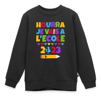 Hurra ich gehe in die 2023 - Kinder Premium Organic Sweatshirt - Schwarz - Vorne - AI Model Kid Female (0cm)