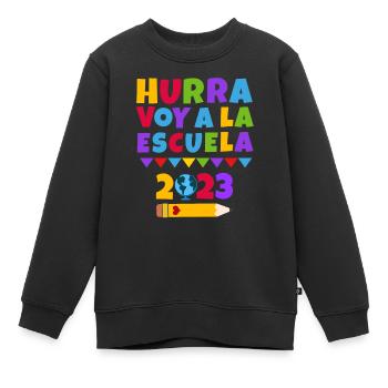 Hurra ich komme in die Schule Erstklässler - Kinder Premium Organic Sweatshirt - Schwarz - Vorne - AI Model Kid Female (0cm)