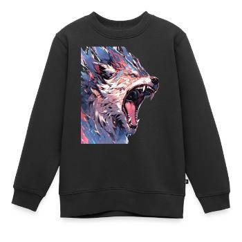 Wolf Wolfskopf Wölfe Waldbewohner Tiere - Kinder Premium Organic Sweatshirt - Schwarz - Vorne - AI Model Kid Female (0cm)