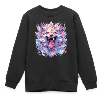 Wolf Wolfskopf Wölfe Waldbewohner Tiere - Kinder Premium Organic Sweatshirt - Schwarz - Vorne - AI Model Kid Female (0cm)