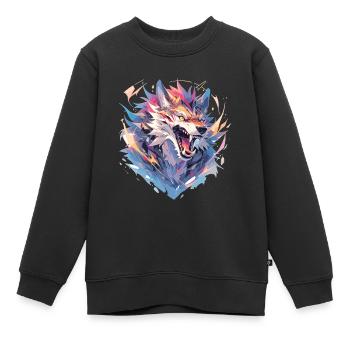 Polygone de loup - Sweat Premium enfant bio - noir - Devant - AI Model Kid Female (0cm)