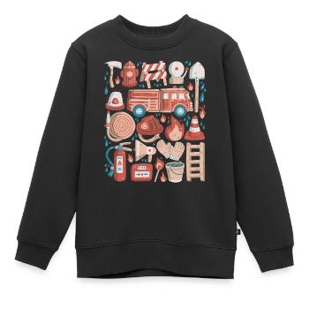 Feuerwehr Doodles Feuerwehrauto Feuerwehrmann - Kinder Premium Organic Sweatshirt - Schwarz - Vorne - AI Model Kid Female (0cm)
