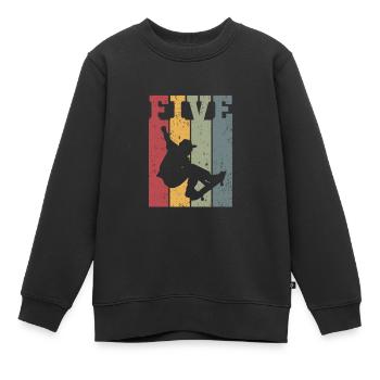 Cinq - Sweat Premium enfant bio - noir - Devant - AI Model Kid Female (0cm)