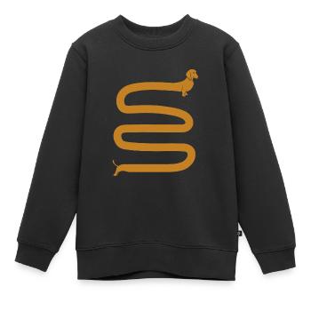 Teckel long - Sweat Premium enfant bio - noir - Devant - AI Model Kid Female (0cm)